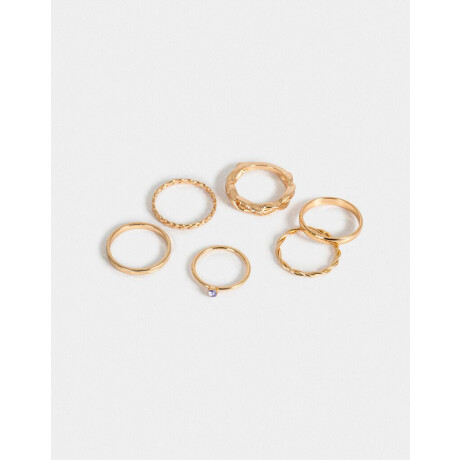 Set De Anillos De Metal Dorado