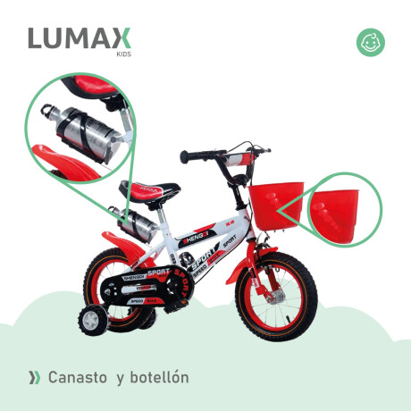 Bicicleta Rodado 12 Con Canasto Y Caramañola Niño Niña Rojo
