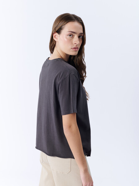 Remera manga corta pinzas laterales Gris Oscuro