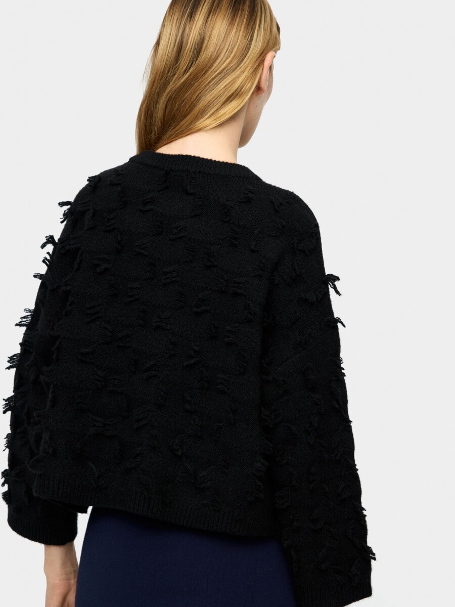 Jersey De Punto Con Flecos negro