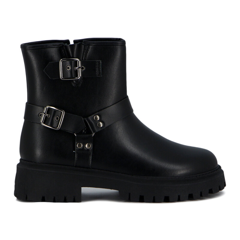 Botas Mujer Darkness Con Tira Y Hebillas Negro