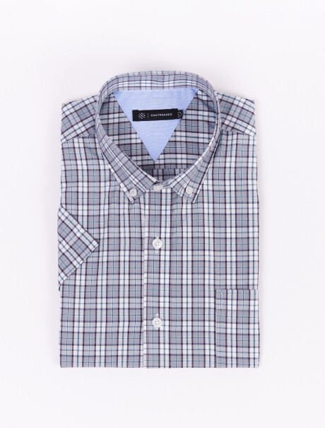 Camisa m/c cuadros gris