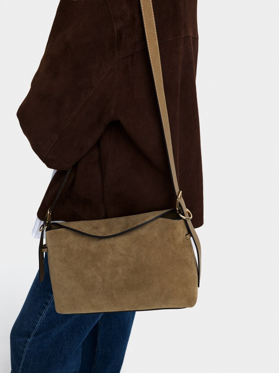 Bolso Bandolera Con Piel camel
