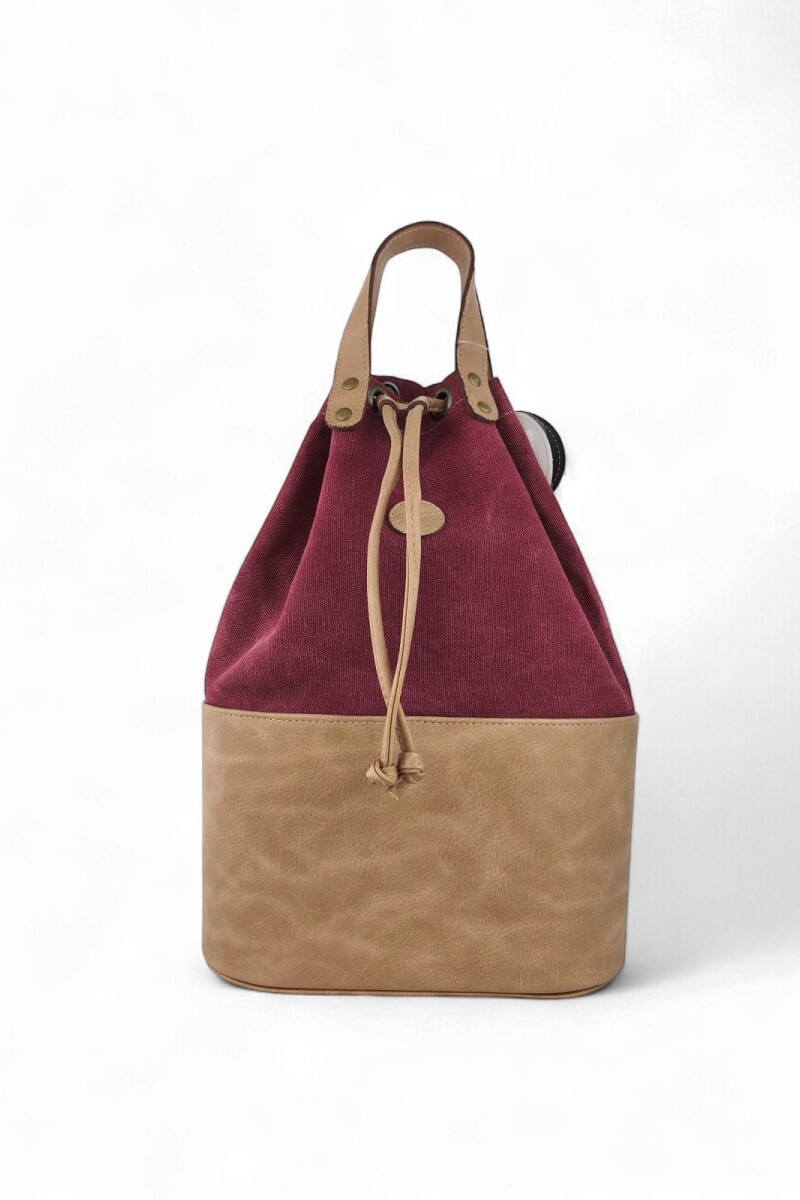 Matera bolso con división Beige con Bordo