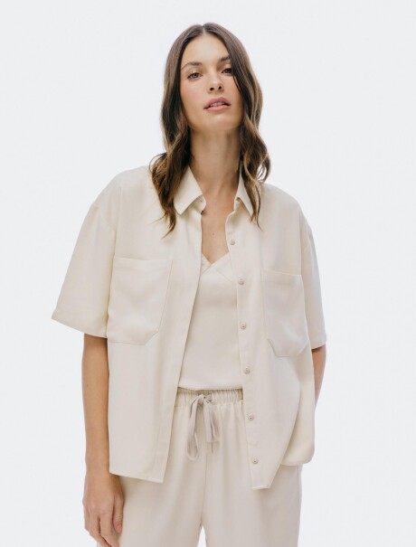 CAMISA DE MANGA CORTA BEIGE