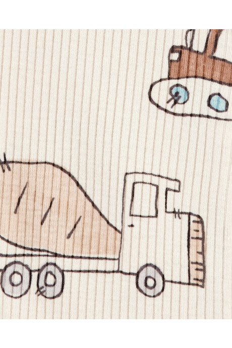Pijama una pieza de algodón acanalado, con pie, diseño constructor Sin color