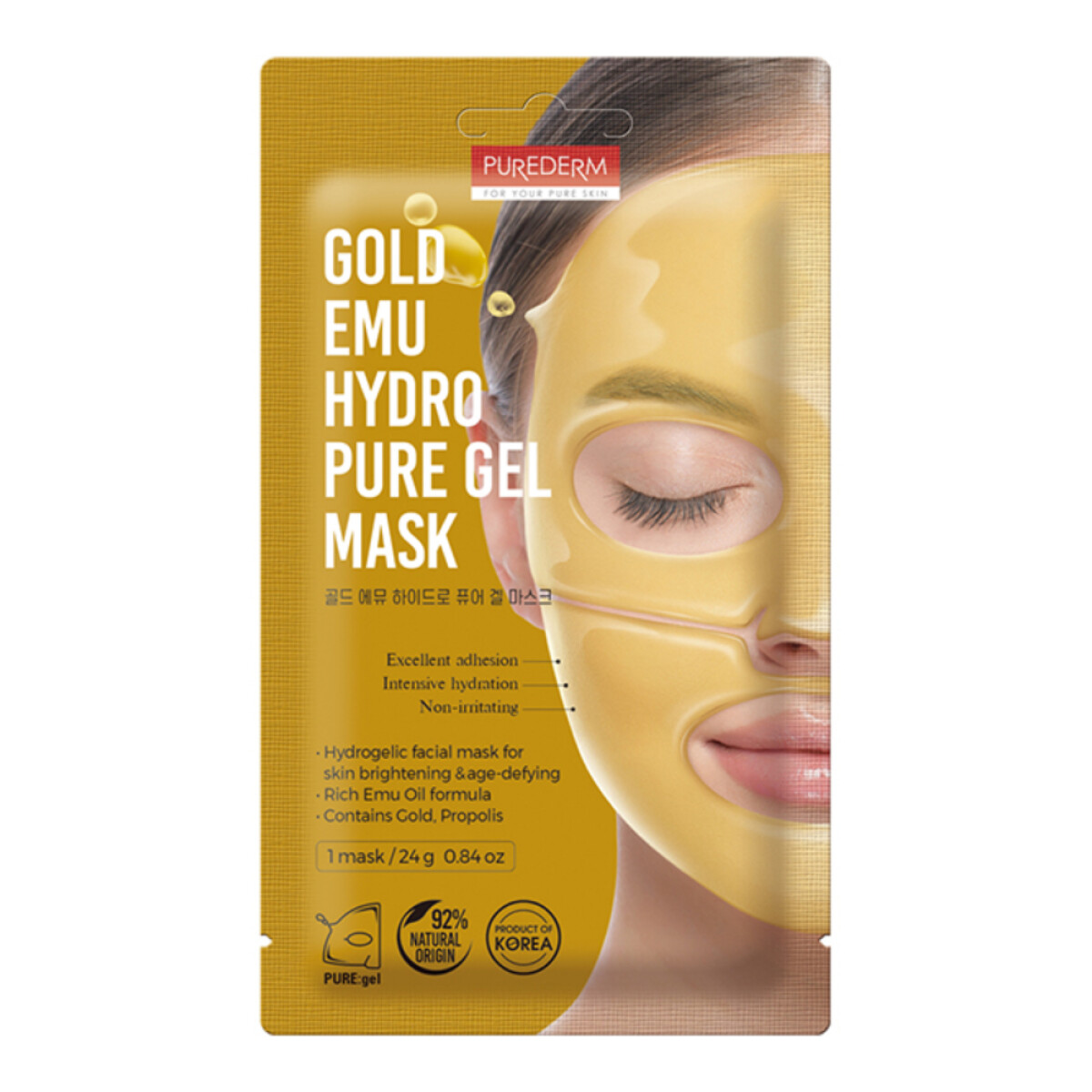 Mascarilla Facial Purederm Gold Emu Hydro en Gel 1 Unidad 