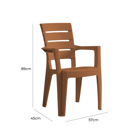 Silla Jardín Rattan Apilable UV 150kg Exterior Turca Marron