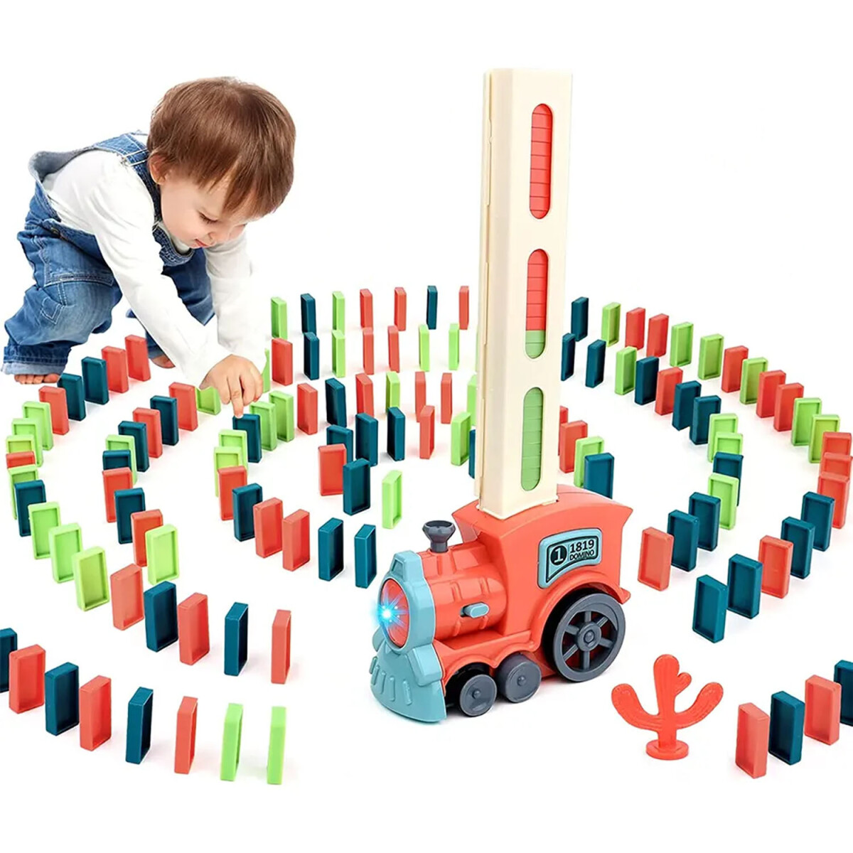 Tren Dominó Juego de Bloques Fichas 120 Pzas c/Sonidos y Luz - Rosa 