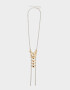 Collares Largos Metal Collar Largo Con Malla De Metal - Combinacion Bicolor