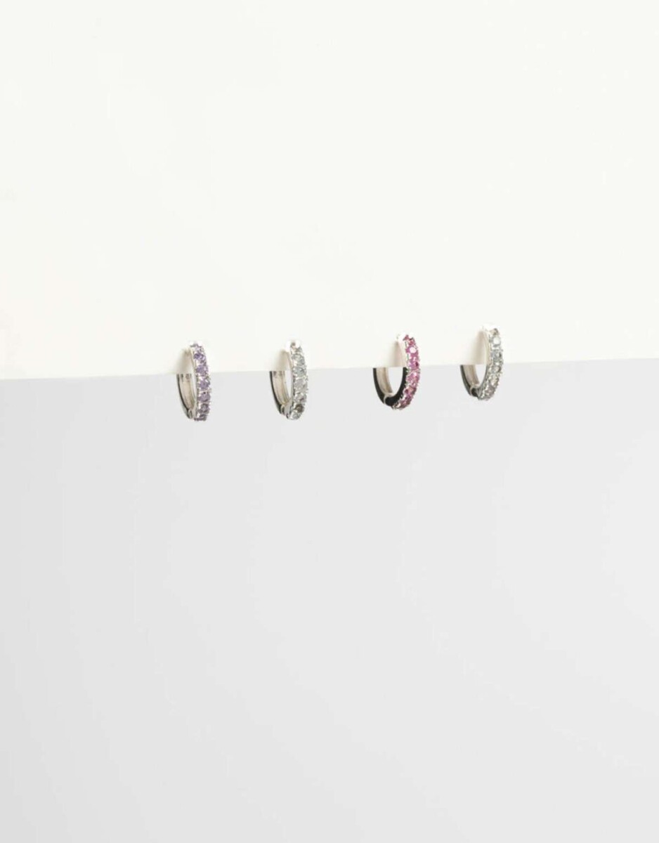 Set De Aros Argolla En Cubic - Plateado 