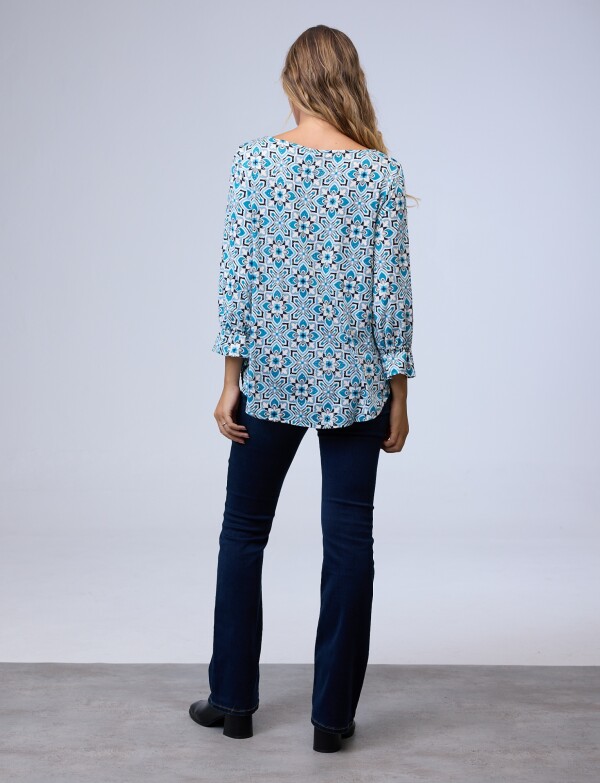 Blusa Keyhole MULTI/TURQUESA