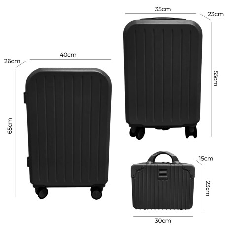 Set X3 Valijas Rígidas Viaje Livianas Carry + 14+ 24 Negro