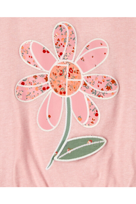 Remera de algodón con cintura elástica y estampa flor Sin color