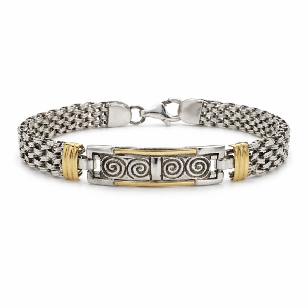 Pulsera Malla Tejida/ Espirales - Plata y oro - PU5165 sinpiedra