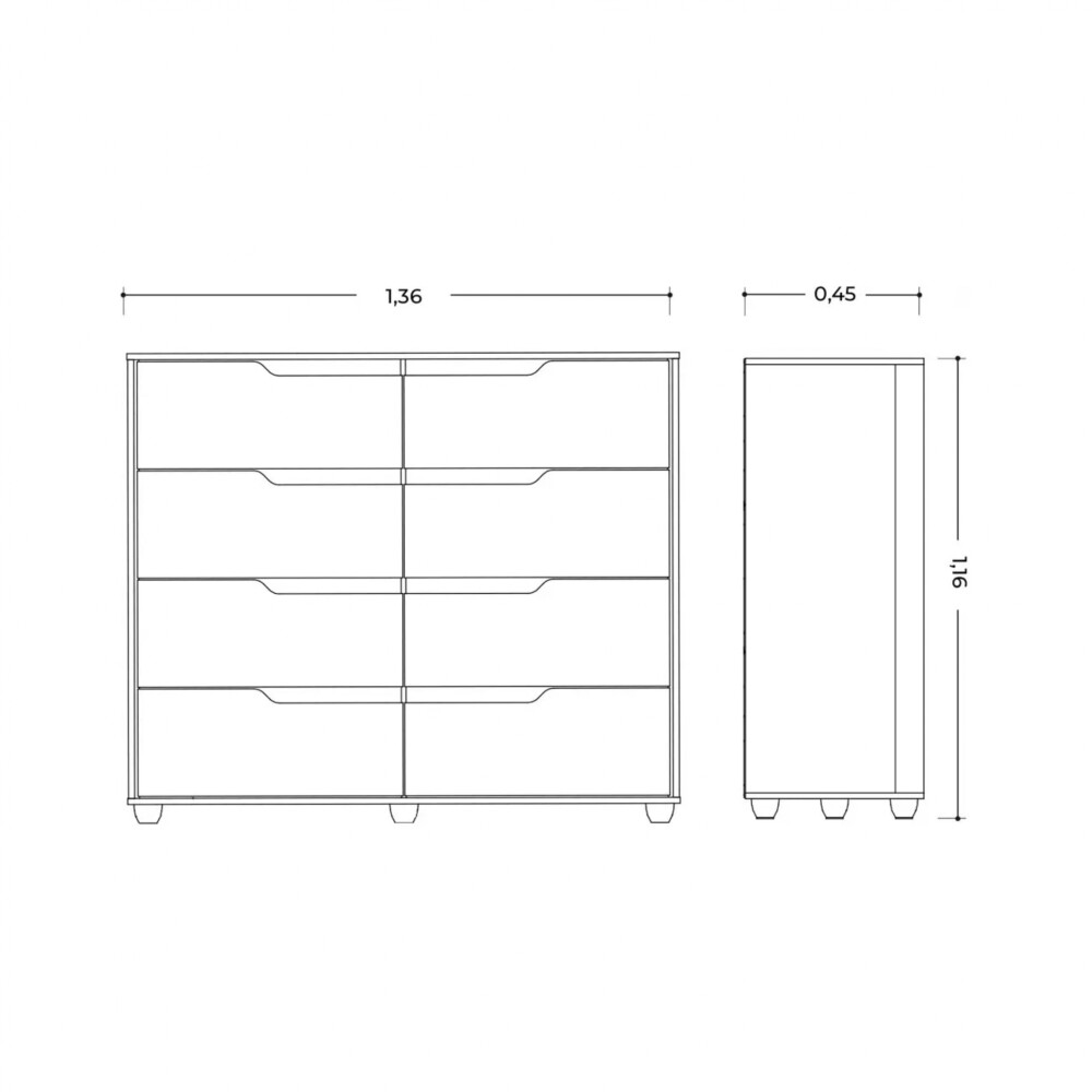 Comoda 8 Cajones - Doble Blanco