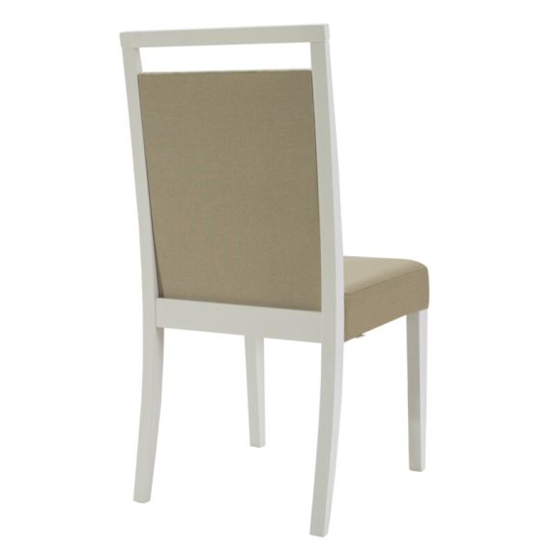 SILLA EN MADERA LACA BLANCA - TAPIZADA TELA GRIS - SILLA EN MADERA LACA BLANCA - TAPIZADA TELA GRIS -