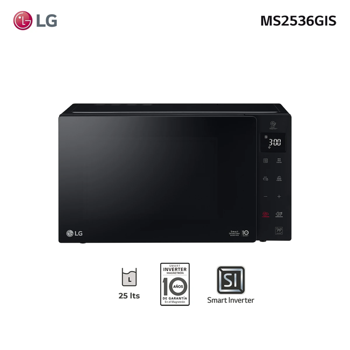 Microondas inverter NeoChef 25L LG MS2536GIS 