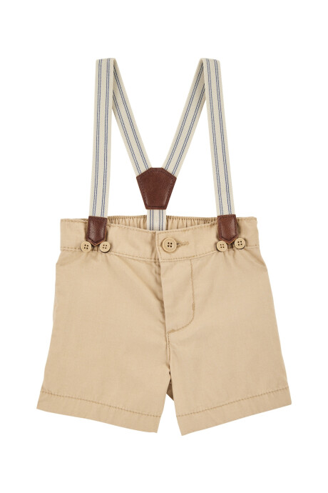 Short de algodón, con tiradores, khaki Sin color