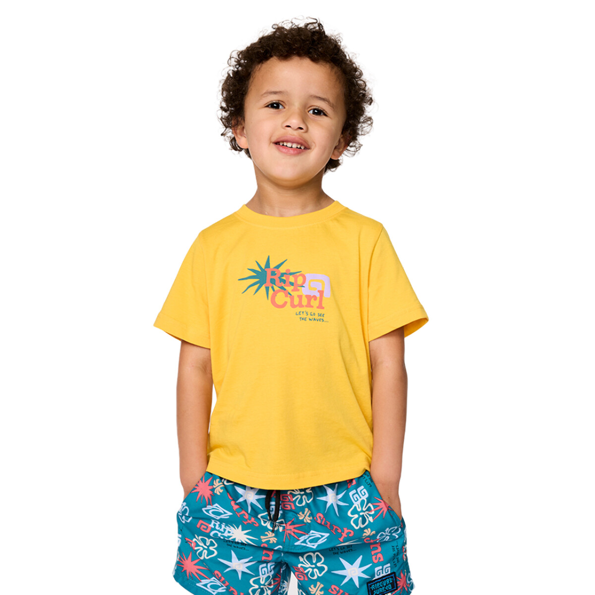 Remera Rip Curl Lets See The Waves Tee Niño - Amarillo 