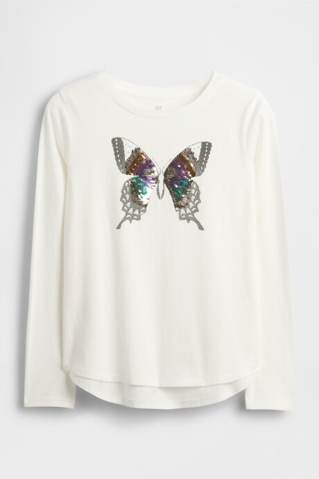 Remera Lentejuelas Niña New Off White Opt1