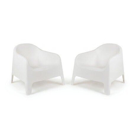 Set de 2 Silla Plastico Skarpo Jardin Liso Blanco