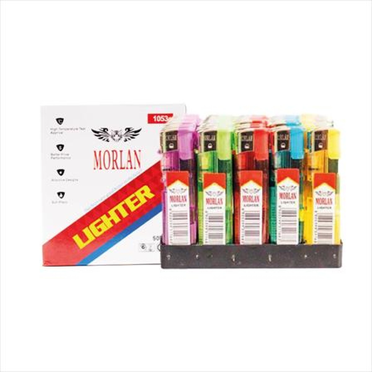 ENCENDEDOR ELECTRONICO MORLAN TRANSPARENTE X50 CON COD BARRAS 