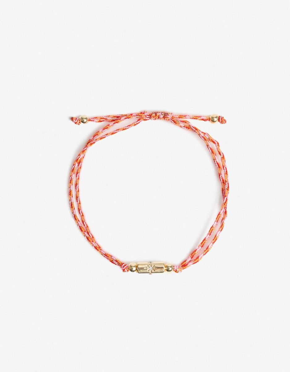 Pulsera Flexible Cordón Y Dije Metal - Dorado 