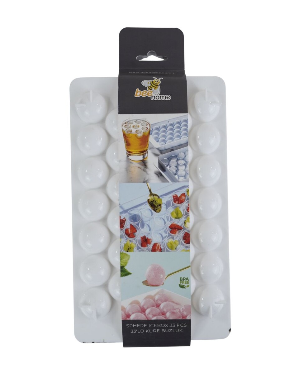 Cubetera de plastico para 33 hielos esfericos con tapa 