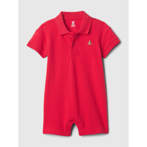 PIQUE POLO SHORTIE SLIPPER RED