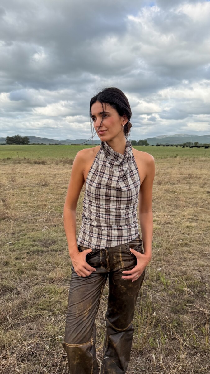 Top Arma Mortal Cuadrillé - Azul / Beige 