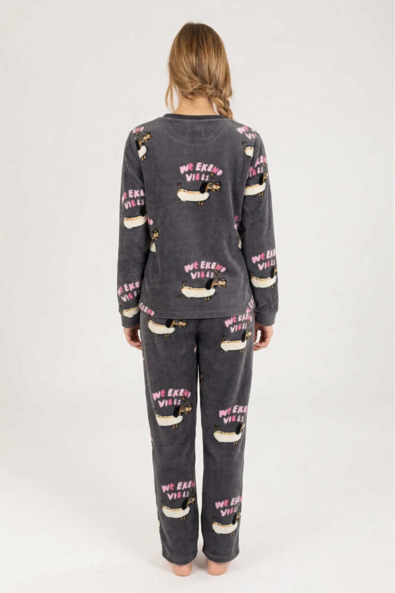 Pijama polar salchicha Gris oscuro