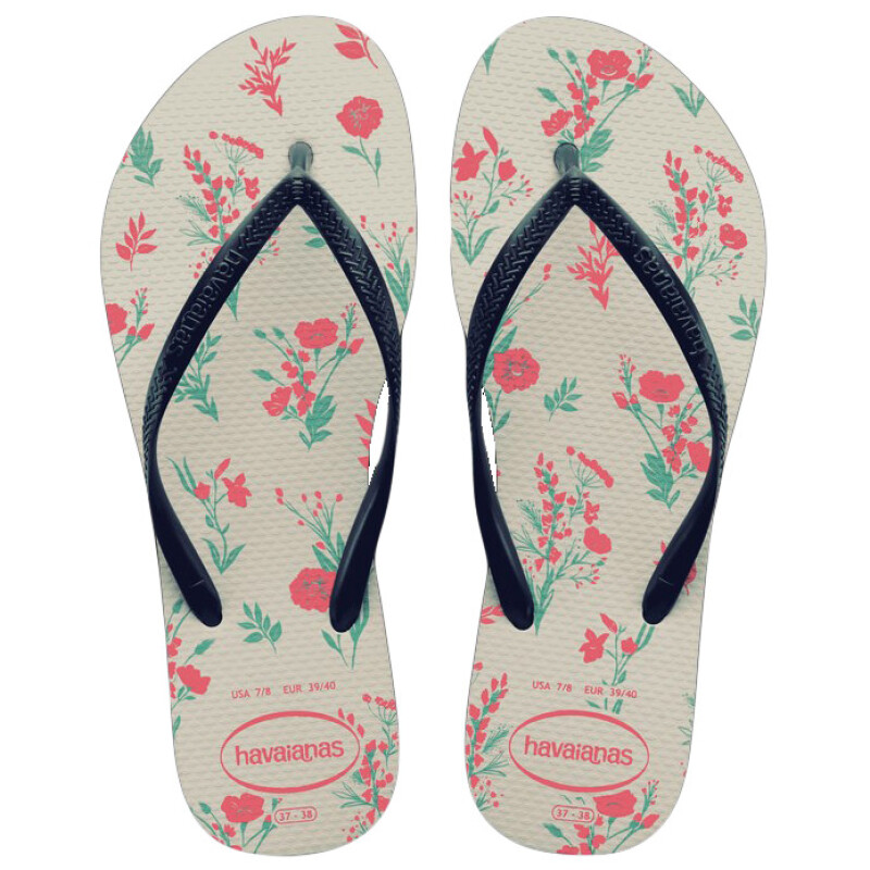 Sandalia de Mujer Havaianas Slim Romance Blanco - Azul Marino