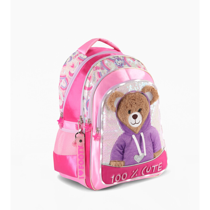 Mochila Footy Oso c/Luz Rosado - Fucsia - Violeta