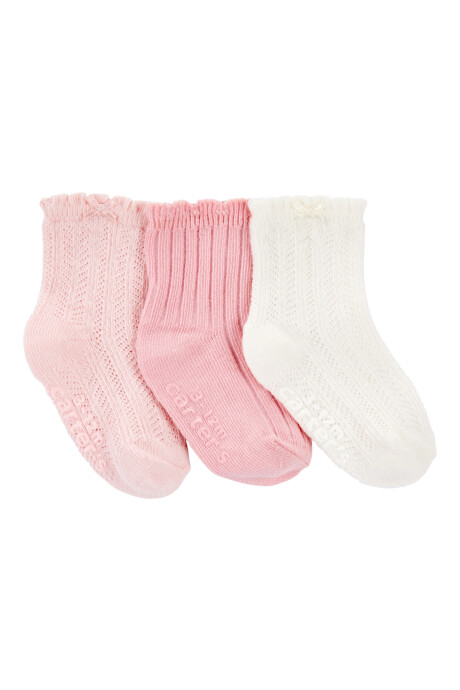 Pack tres pares de medias de algodón, rosadas Pack tres pares de medias de algodón, rosadas