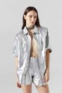 Soho Metallic Linen Shirt Plata