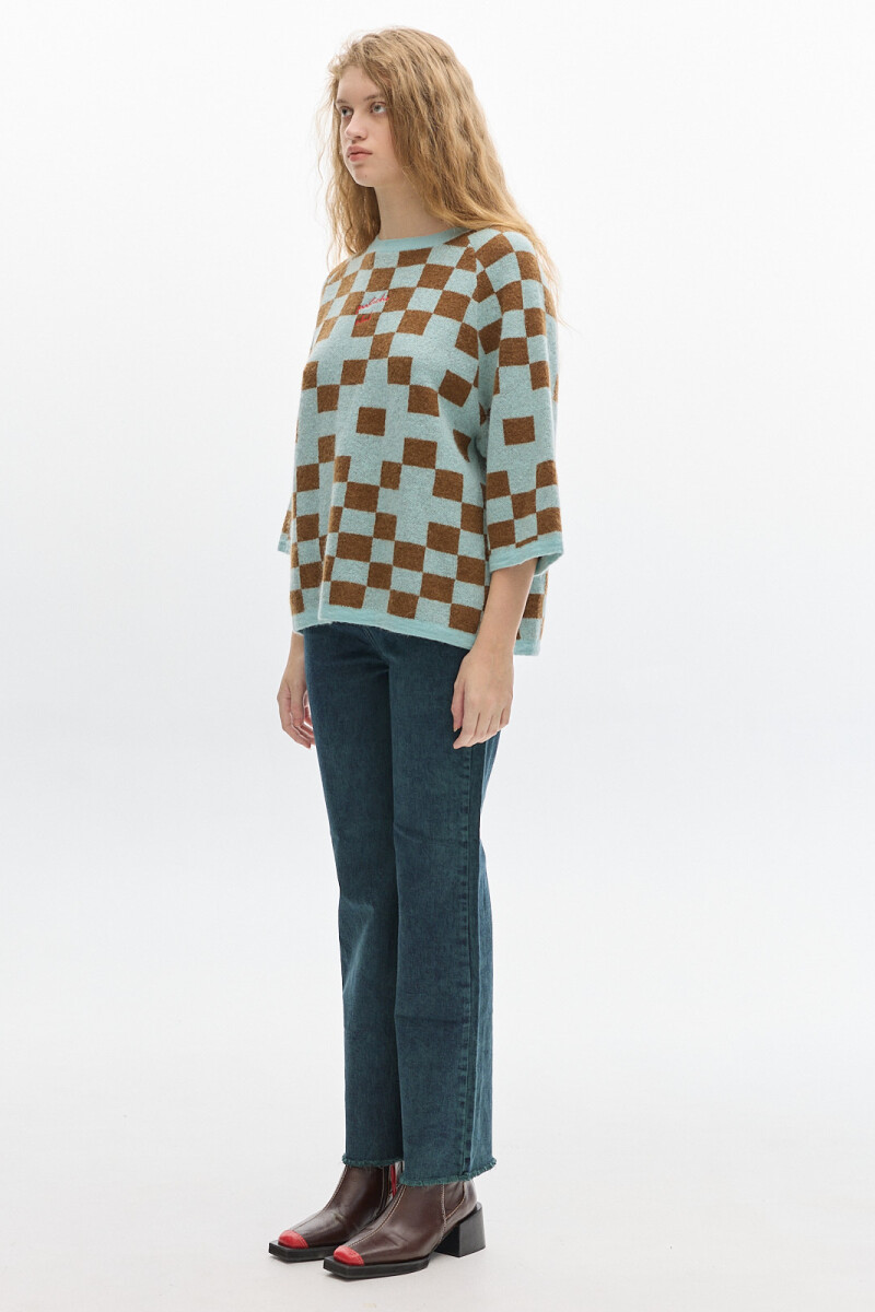 Knit T-shirt Roca Cloqué Aqua
