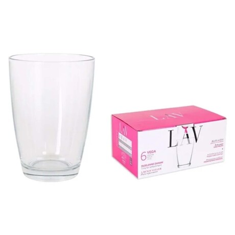 Set X6 Vasos p/ Bebidas Vega Trago Largo en Vidrio 415Ml Lav Transparente