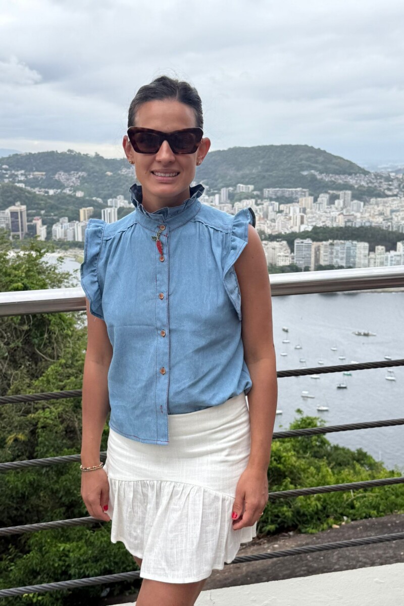 BLUSA CEREZA DENIM Celeste