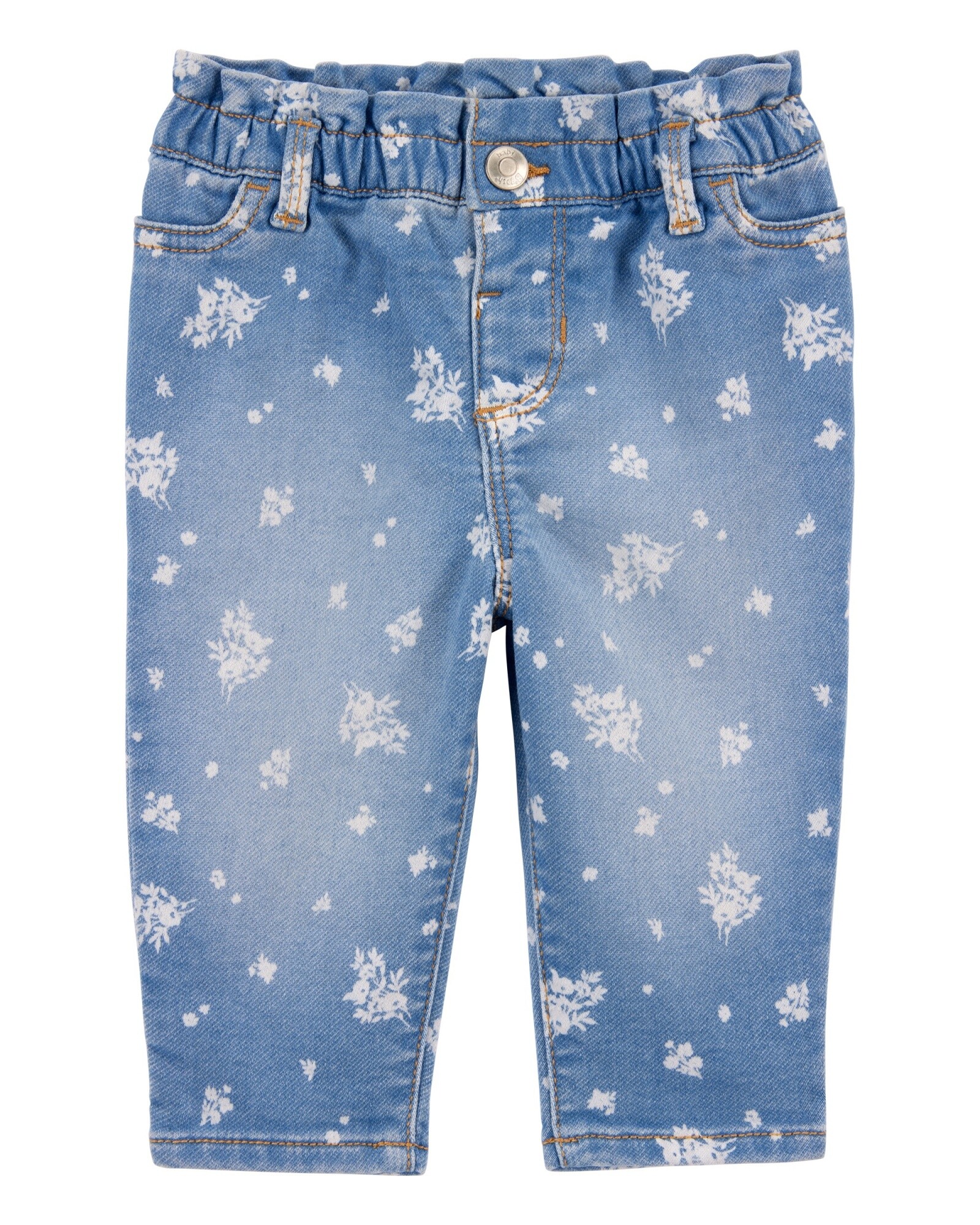 Pantalón jean con cintura paperbag Sin color