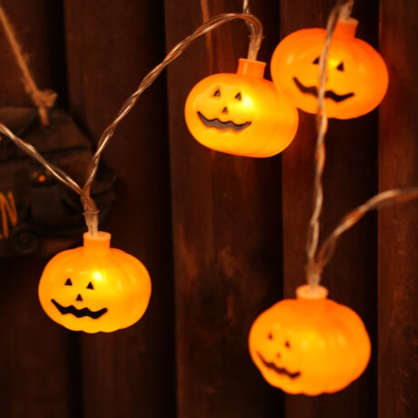 Guirnalda luces LED con mini calabazas Halloween Naranja