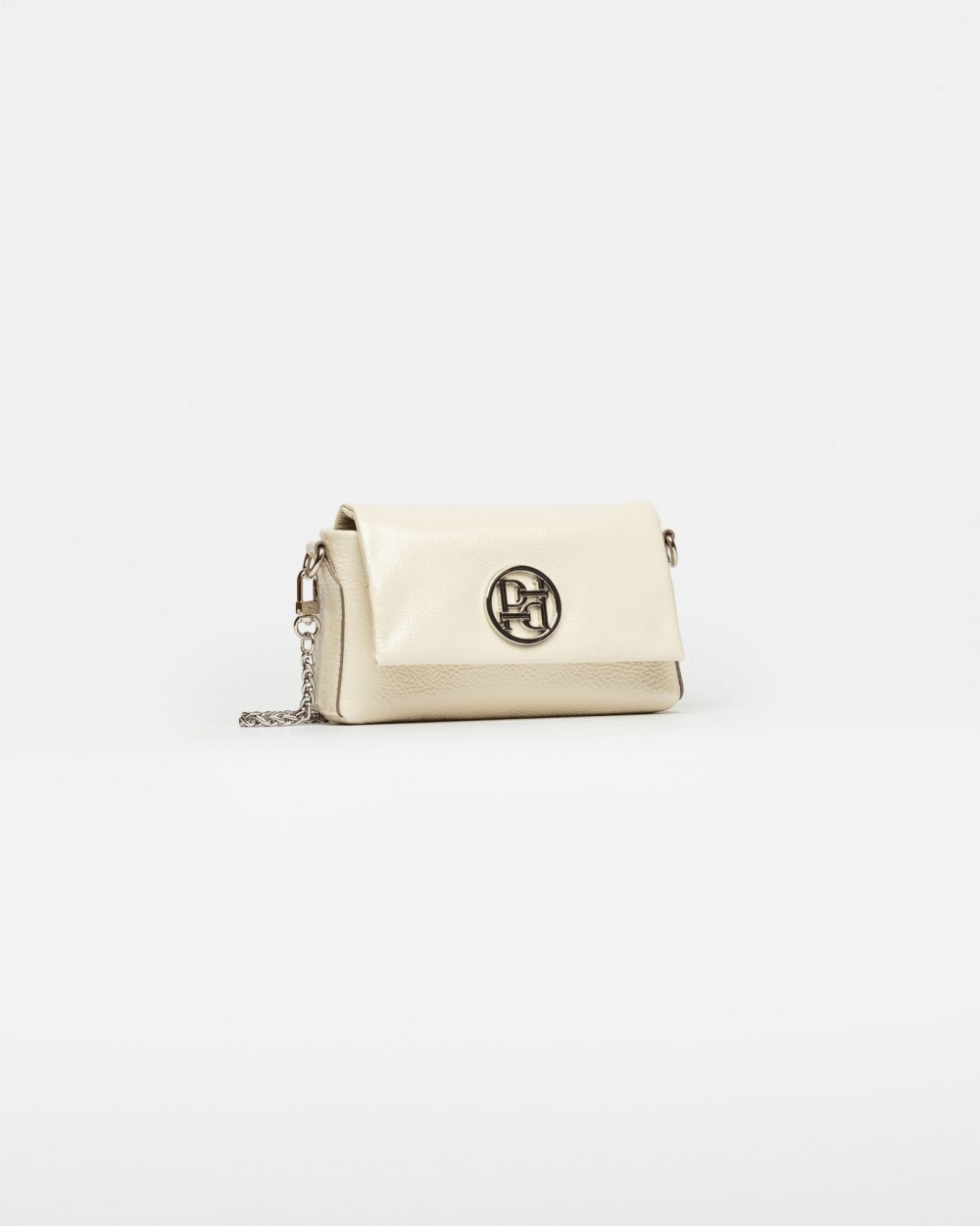 Mini bag Bloom en cuero charol arrugado Natural