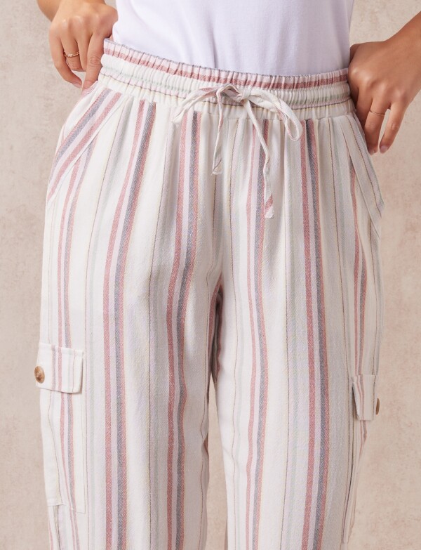 Pantalon Cargo Lino CRUDO/MULTI