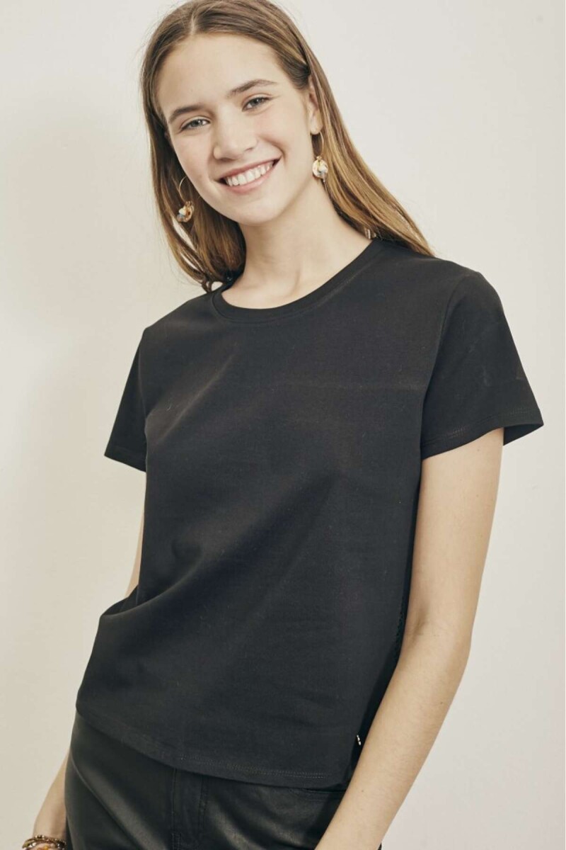 Remera Algodon Peinado - Negro 