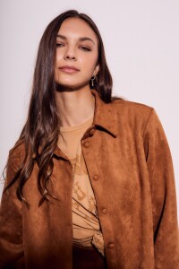 Camisa Gamuza Cuero Vegano Camel