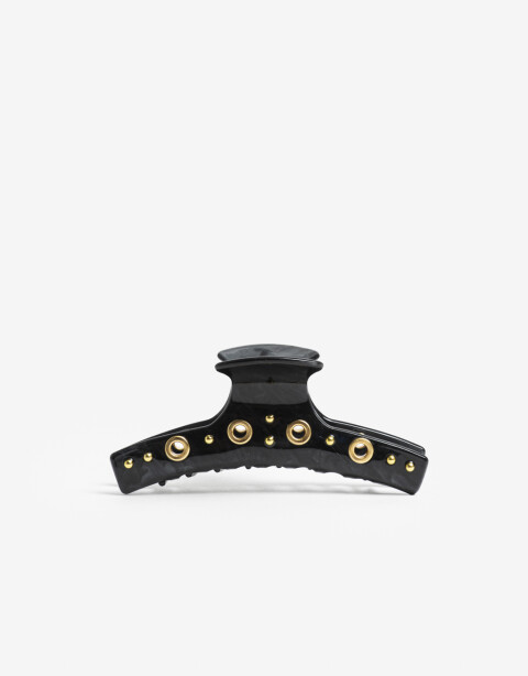 Broche Acrilico Broche De Acrilico Con Apliques Metalicos. - Negro