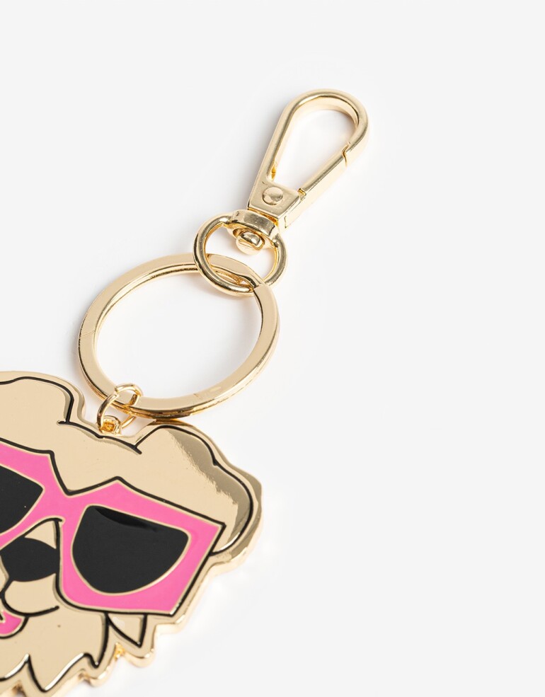 Llavero Metal Llavero Y Bag Charm De Perro Con Anteojos - Combinacion Bicolor