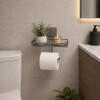 Porta Rollo de Papel y Soporte para Objetos con Ventosa en Acero de Carbono Future Plata
