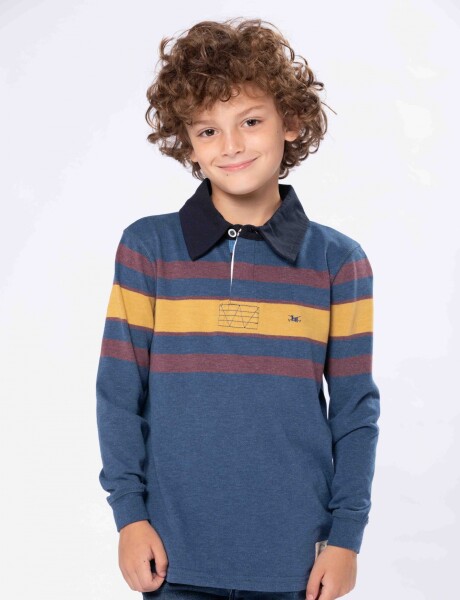 REMERA POLO RAYADA Marino