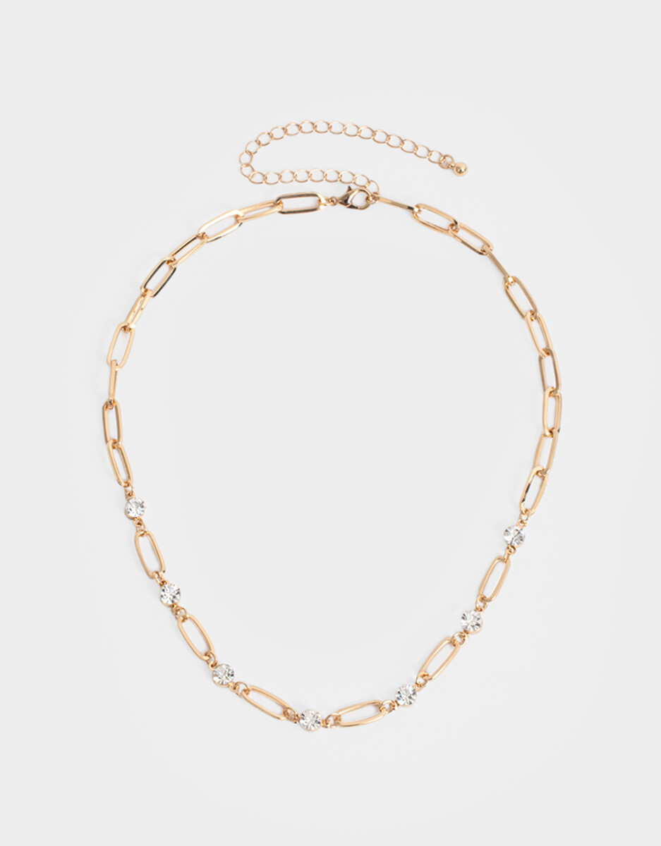Collar Corto Eslabones Bañado En Oro 